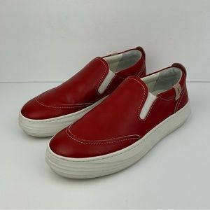 FLY LONDON Slip On Shoes Red Leather Size 38 US 7.5-8 Preowned Women’s Shoes